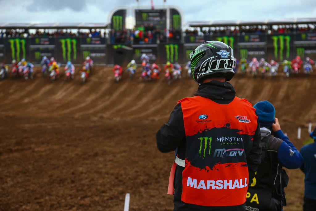 Marshal in training gear at a motocross event